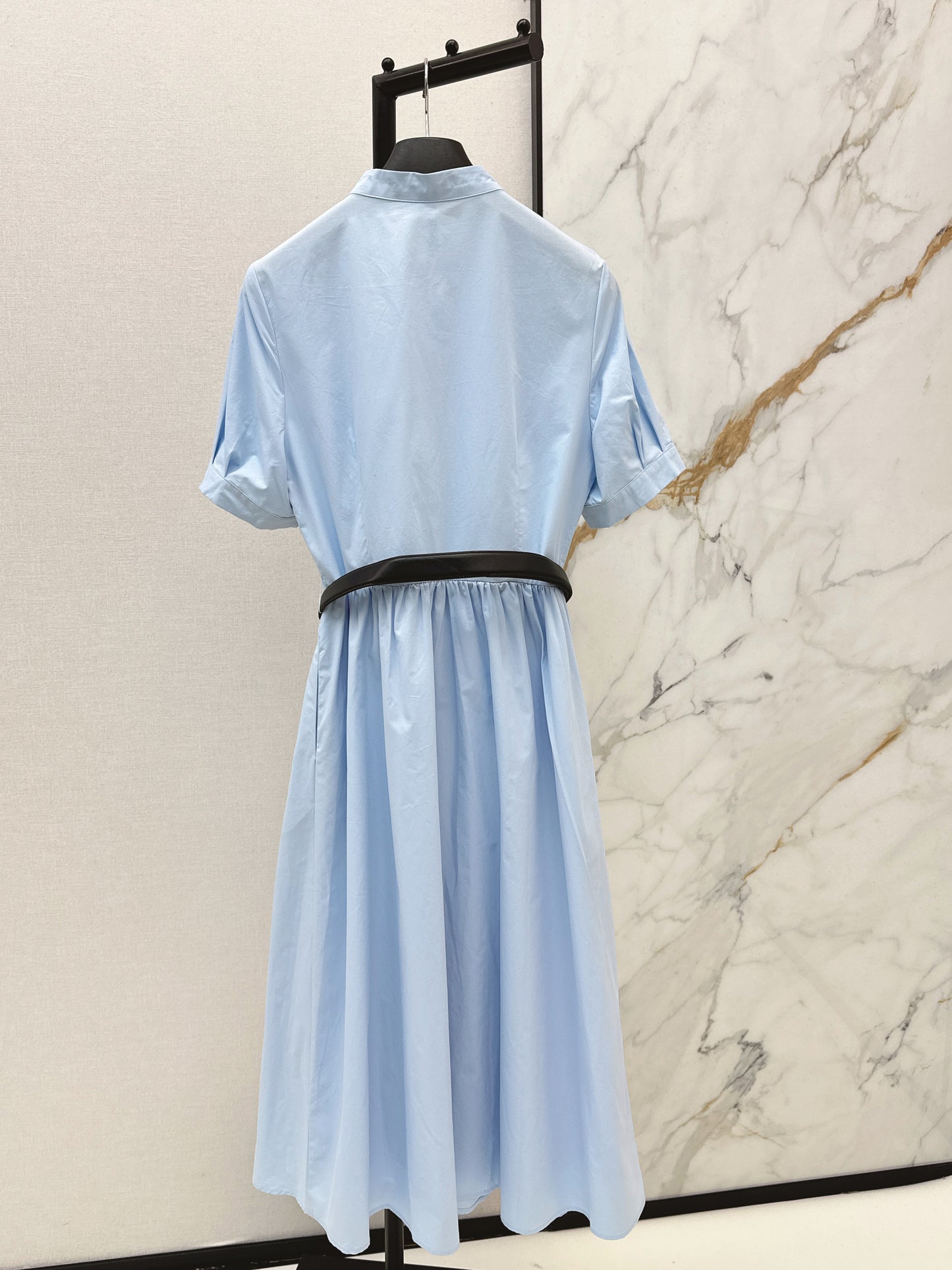 Long dress with ruffled trim