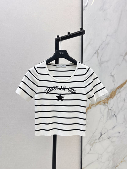 Striped Short-Sleeve Knit Top