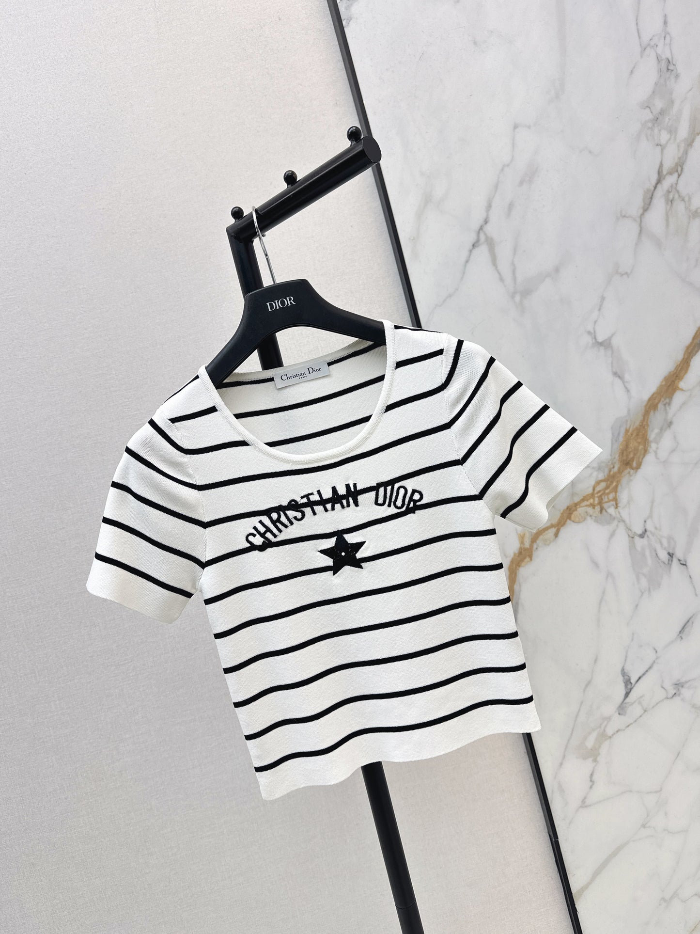 Striped Short-Sleeve Knit Top
