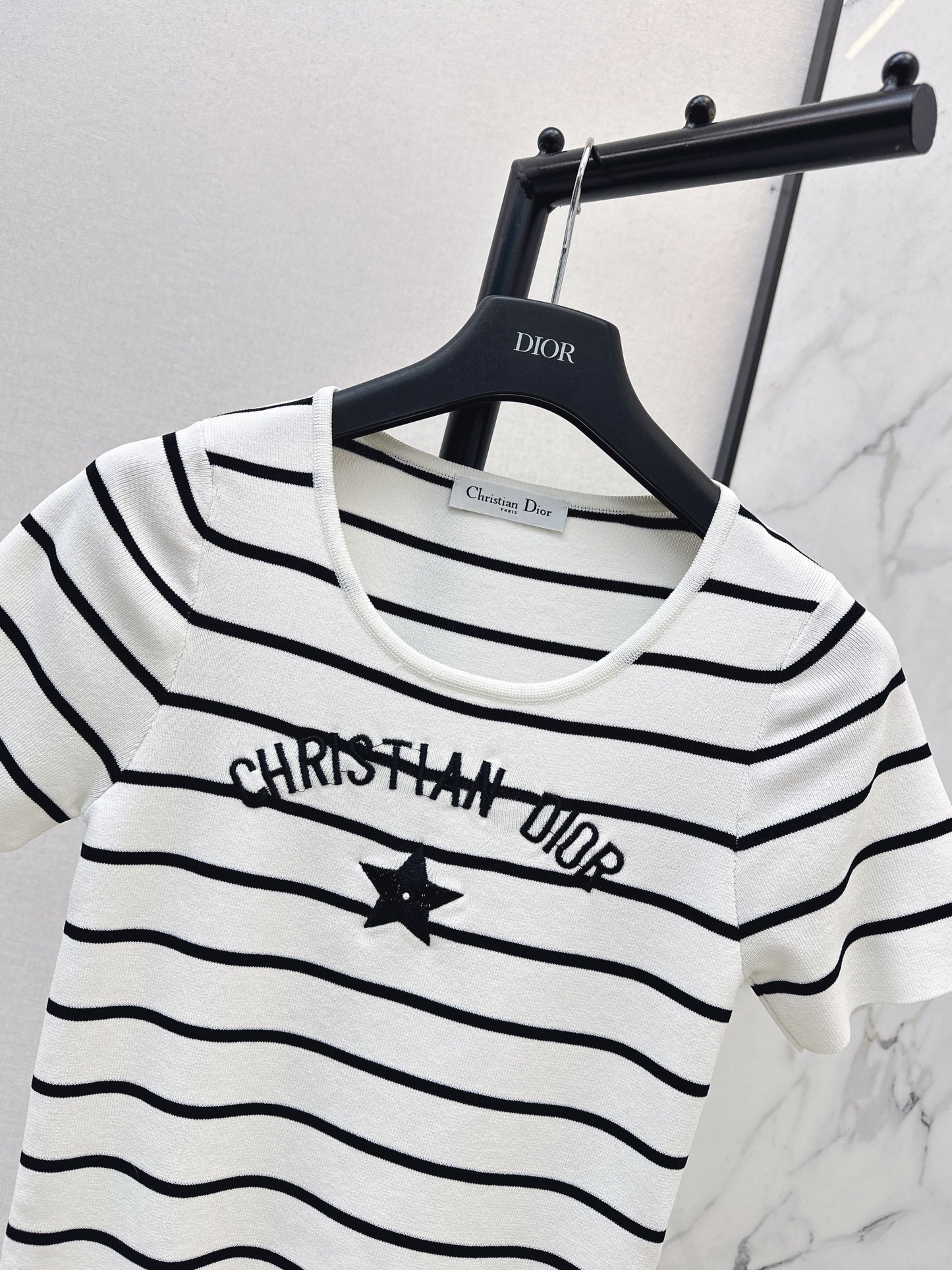 Striped Short-Sleeve Knit Top