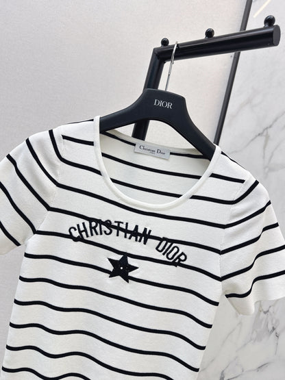 Striped Short-Sleeve Knit Top