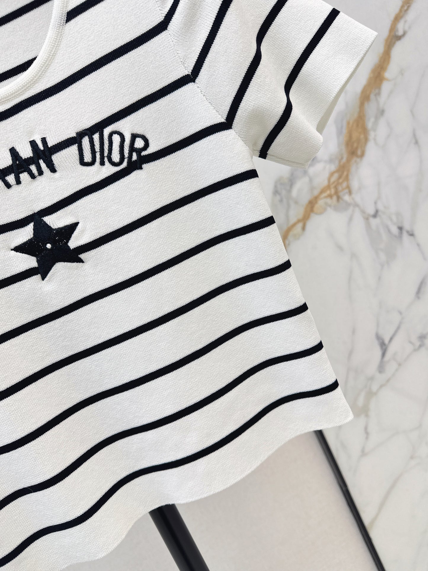Striped Short-Sleeve Knit Top