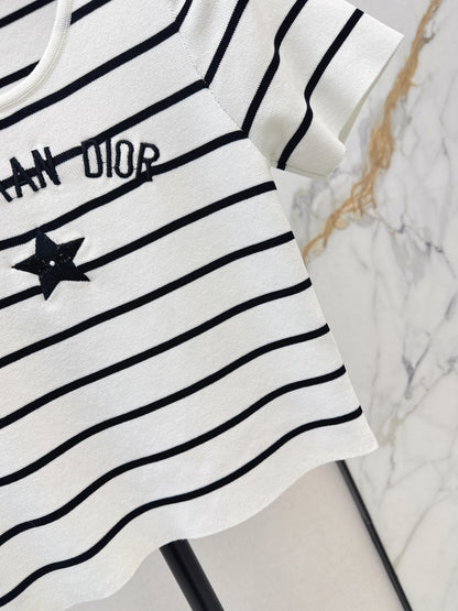 Striped Short-Sleeve Knit Top