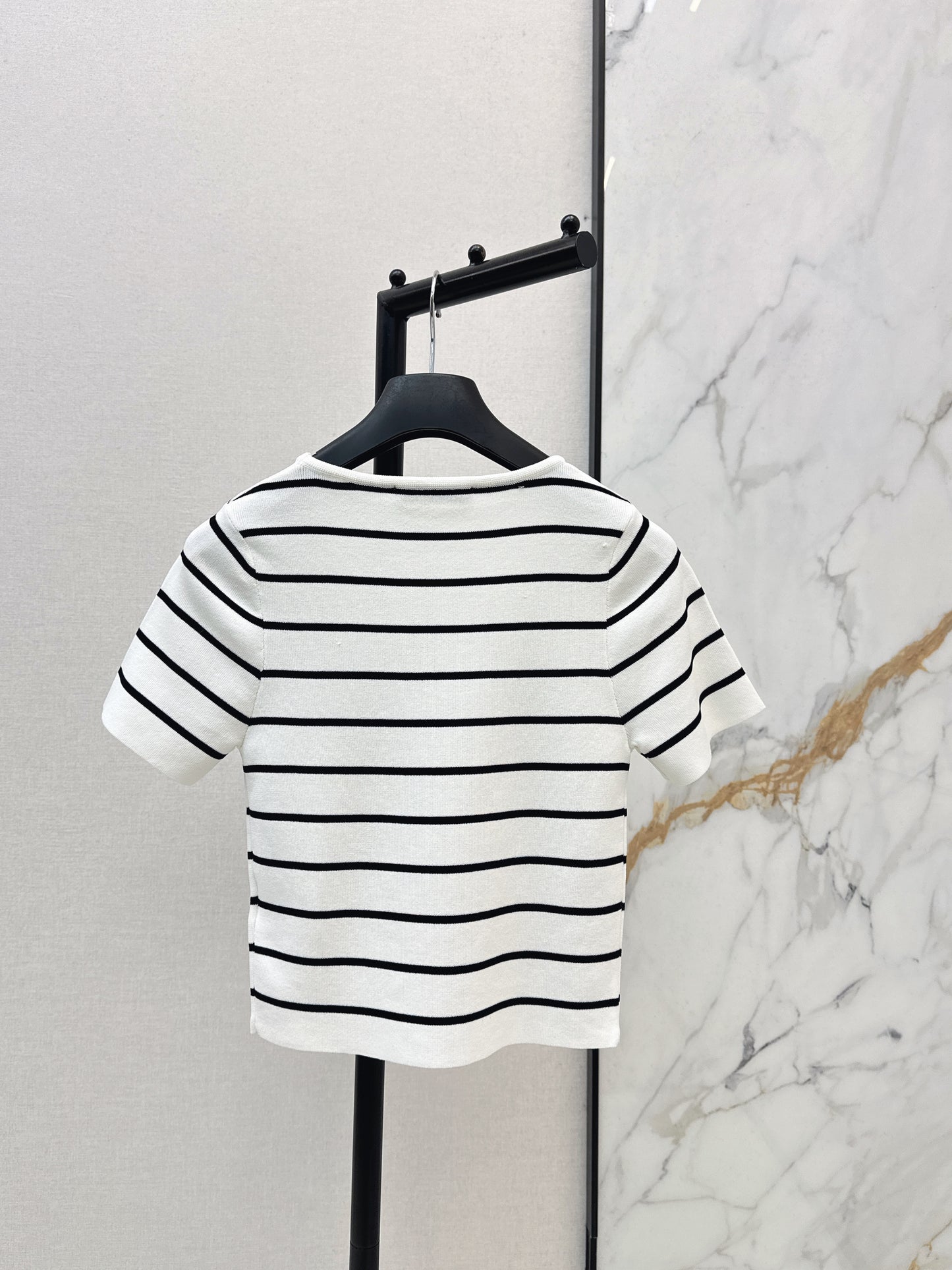 Striped Short-Sleeve Knit Top
