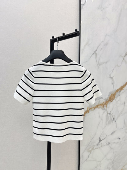 Striped Short-Sleeve Knit Top