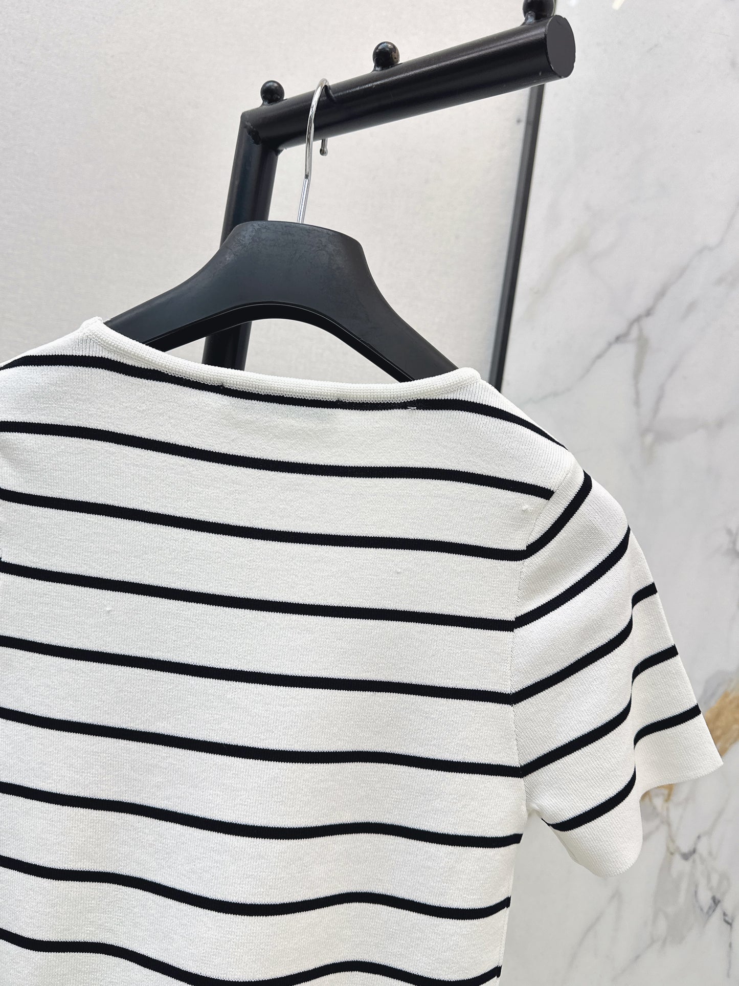 Striped Short-Sleeve Knit Top