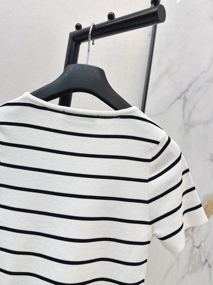 Striped Short-Sleeve Knit Top