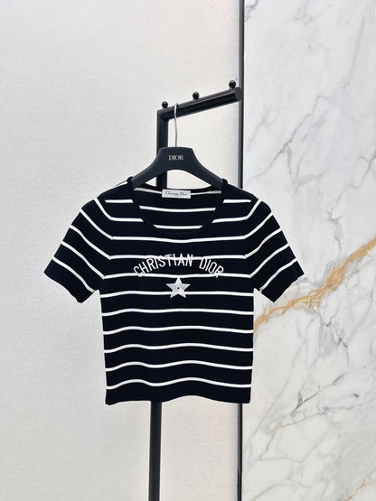 Striped Short-Sleeve Knit Top
