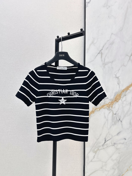 Striped Short-Sleeve Knit Top