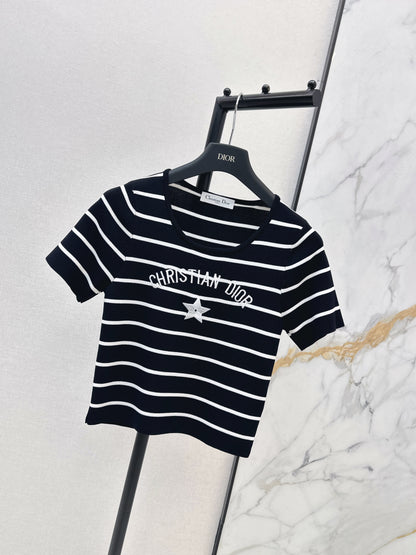 Striped Short-Sleeve Knit Top