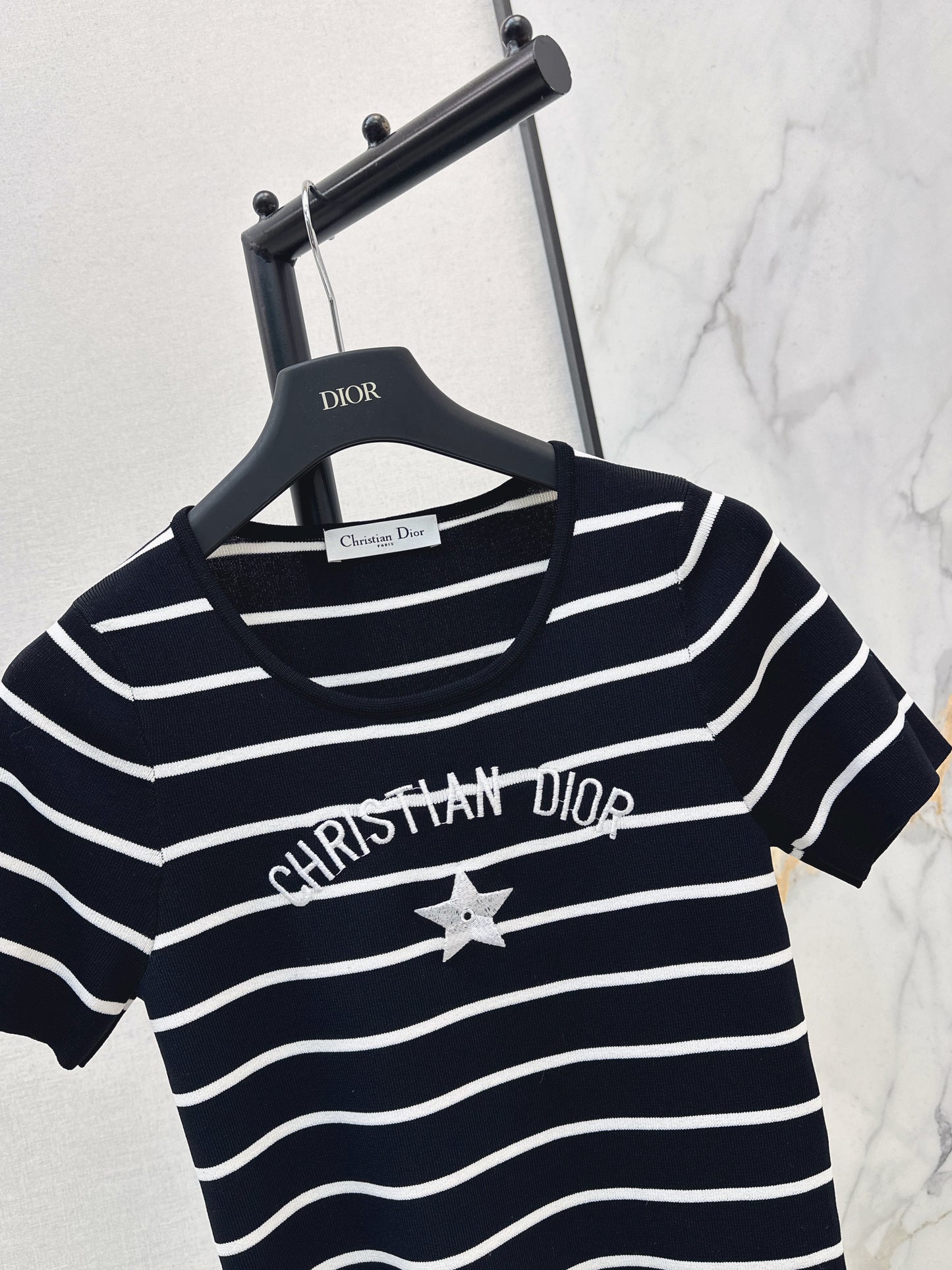 Striped Short-Sleeve Knit Top