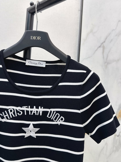 Striped Short-Sleeve Knit Top