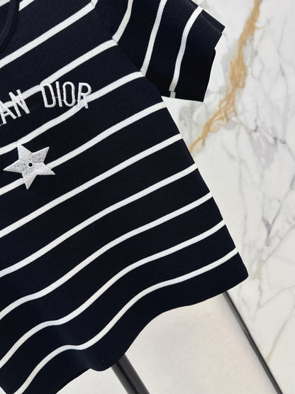 Striped Short-Sleeve Knit Top