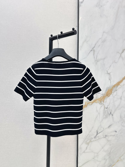 Striped Short-Sleeve Knit Top