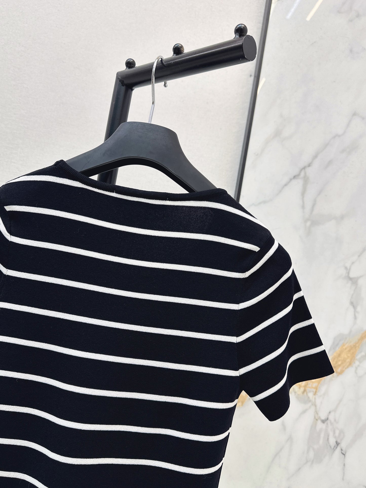 Striped Short-Sleeve Knit Top