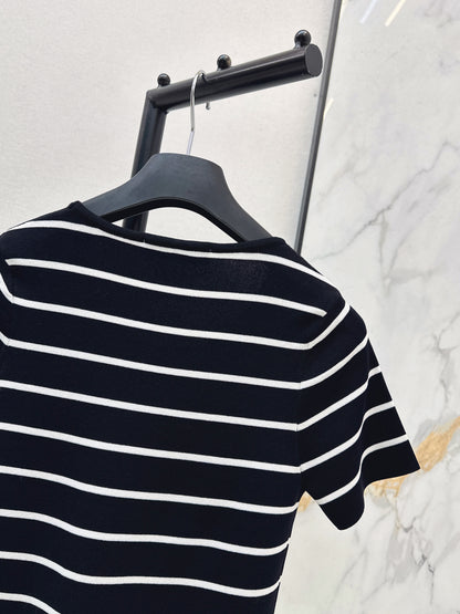 Striped Short-Sleeve Knit Top