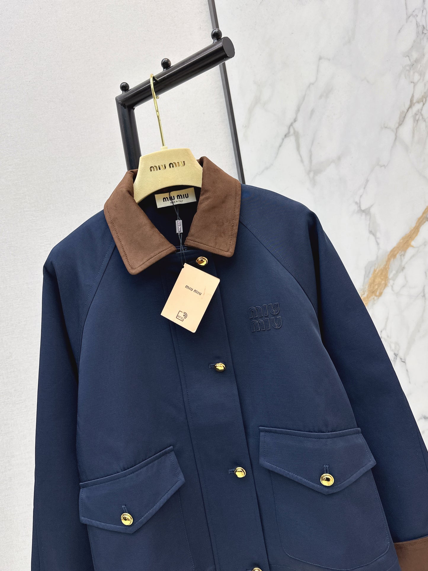 Corduroy Patchwork Trench Coat