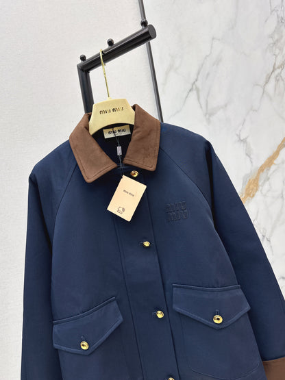Corduroy Patchwork Trench Coat