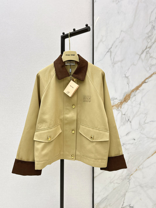 Corduroy Patchwork Trench Coat