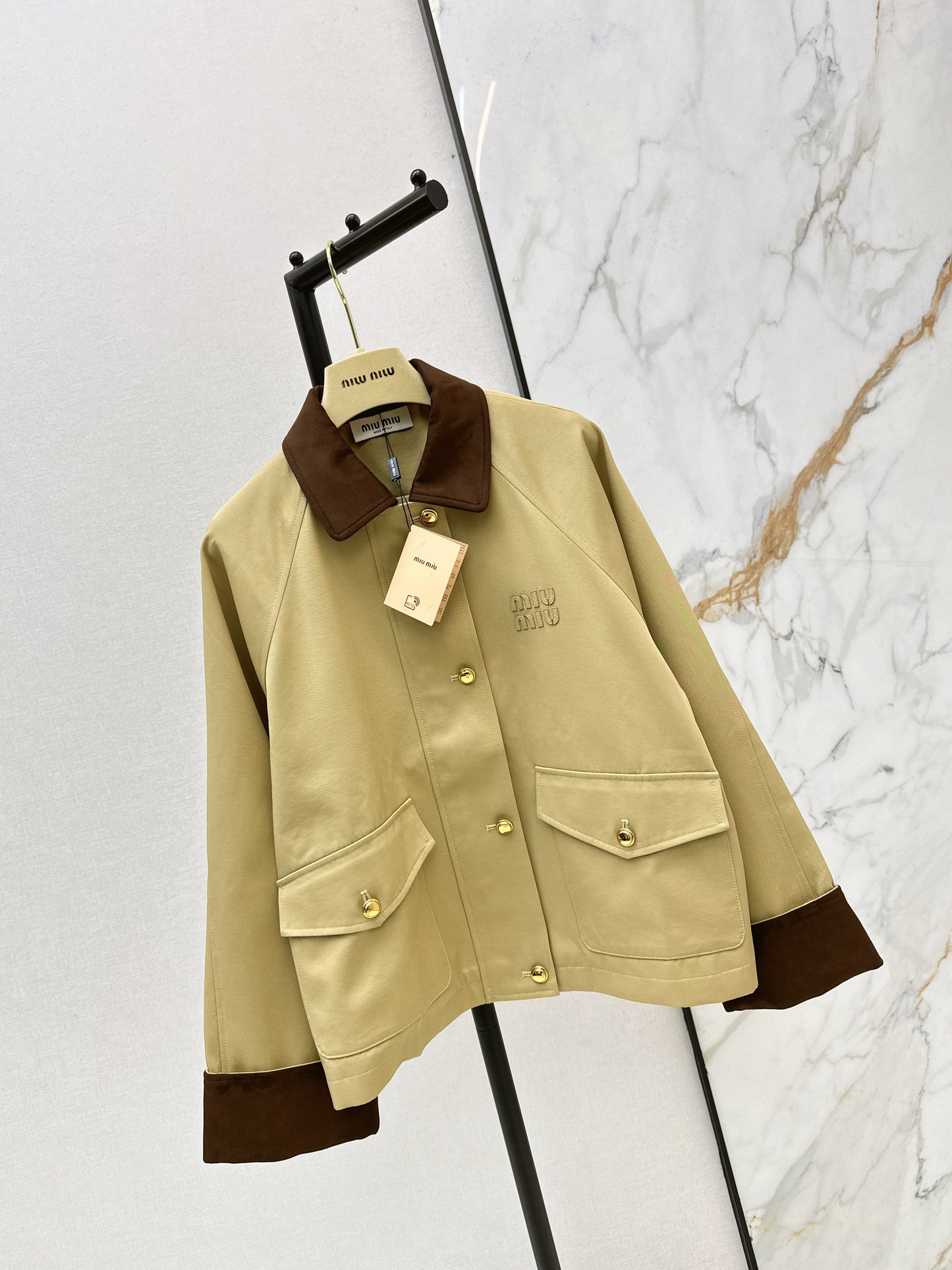 Corduroy Patchwork Trench Coat