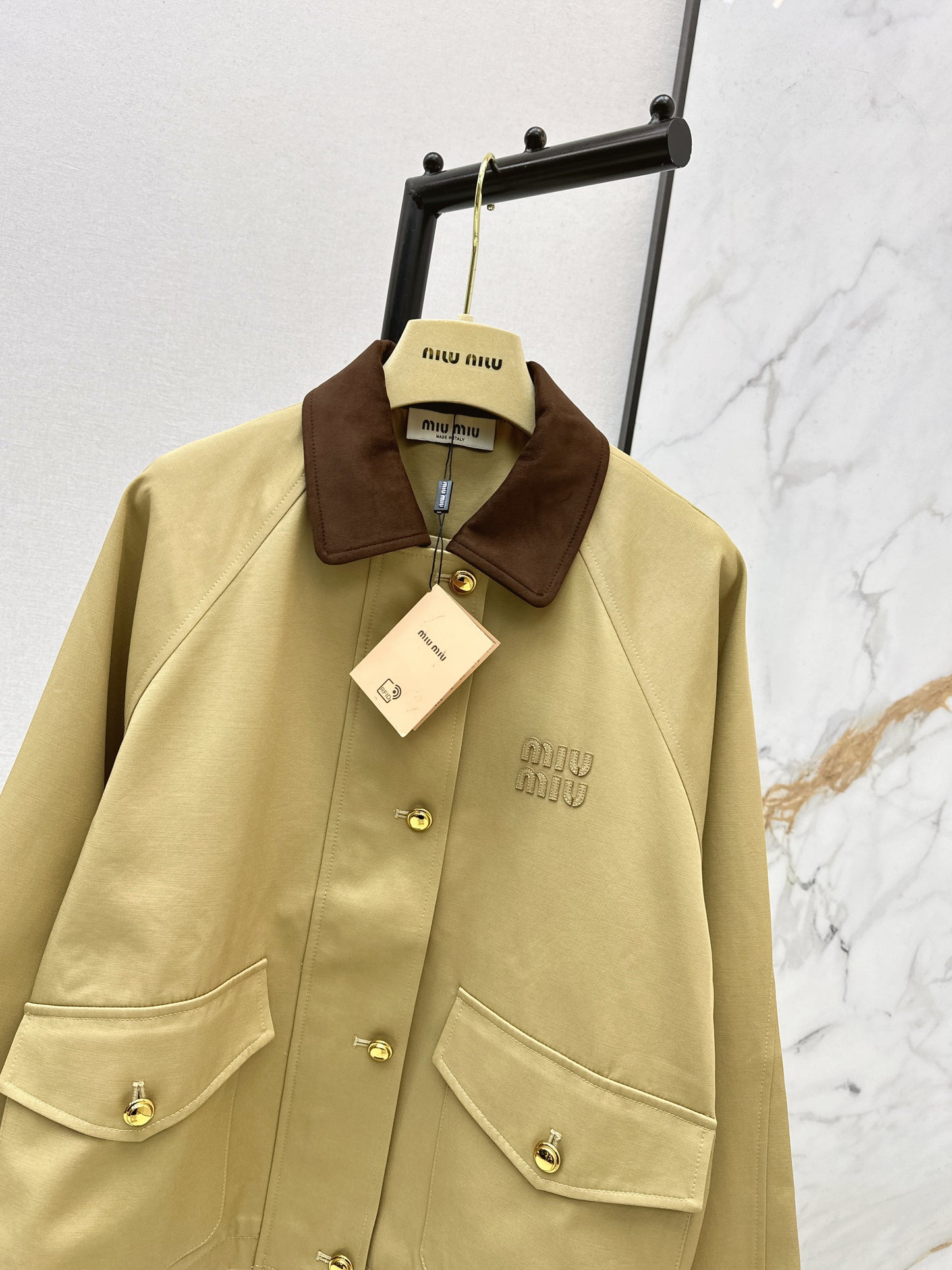 Corduroy Patchwork Trench Coat