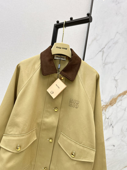 Corduroy Patchwork Trench Coat