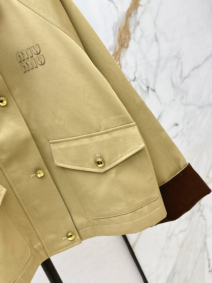 Corduroy Patchwork Trench Coat