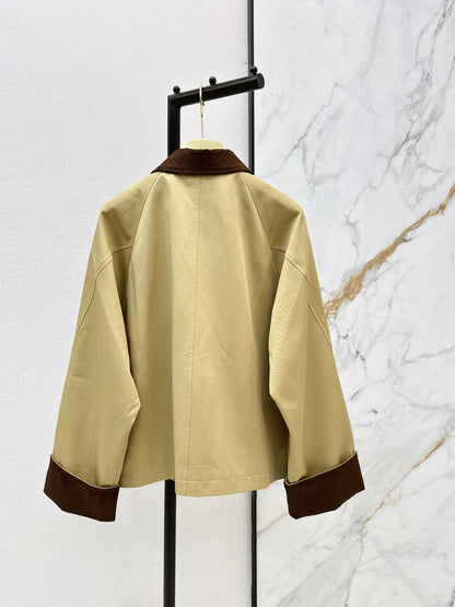 Corduroy Patchwork Trench Coat