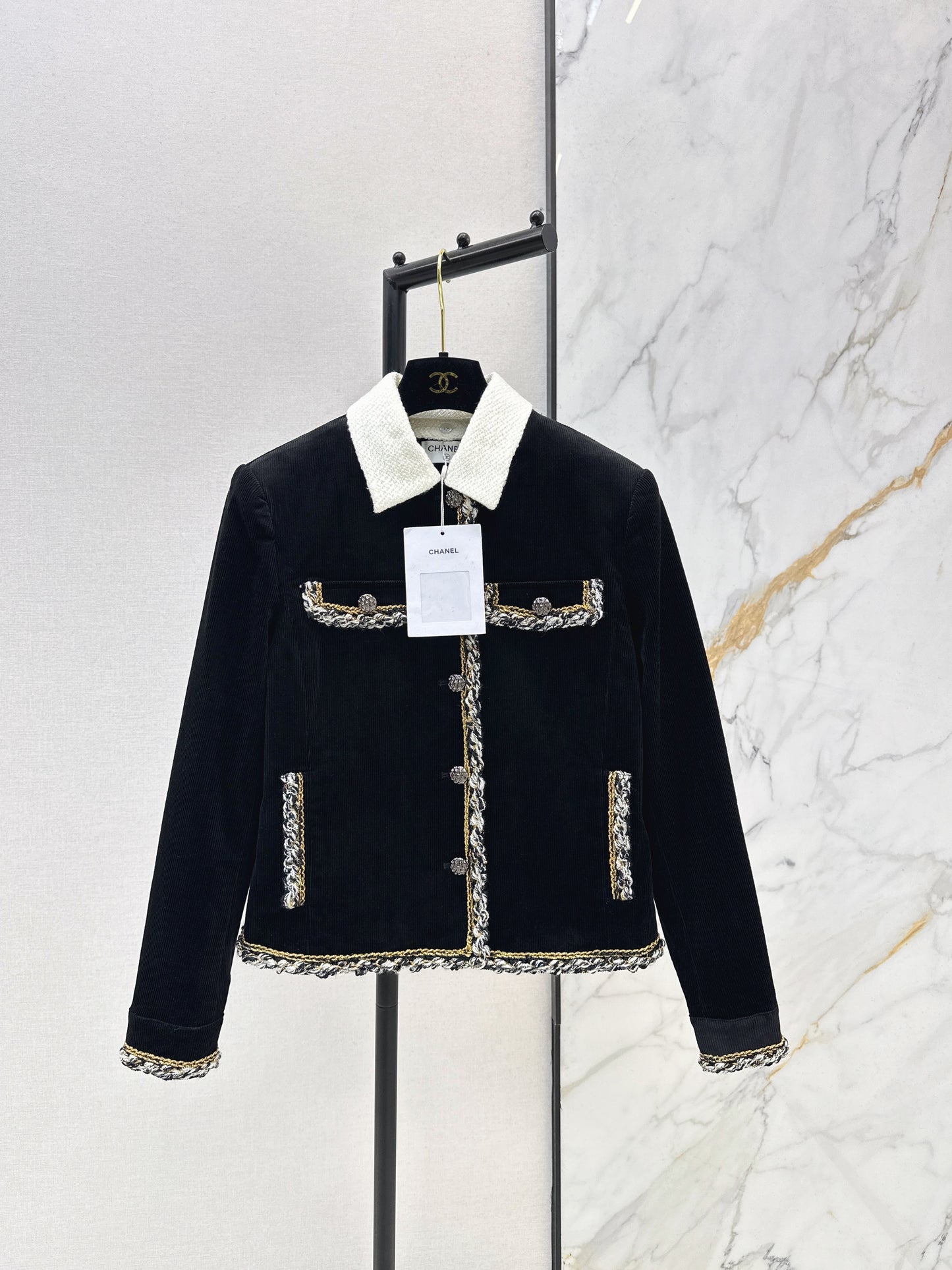 Detachable Collar Corduroy Jacket
