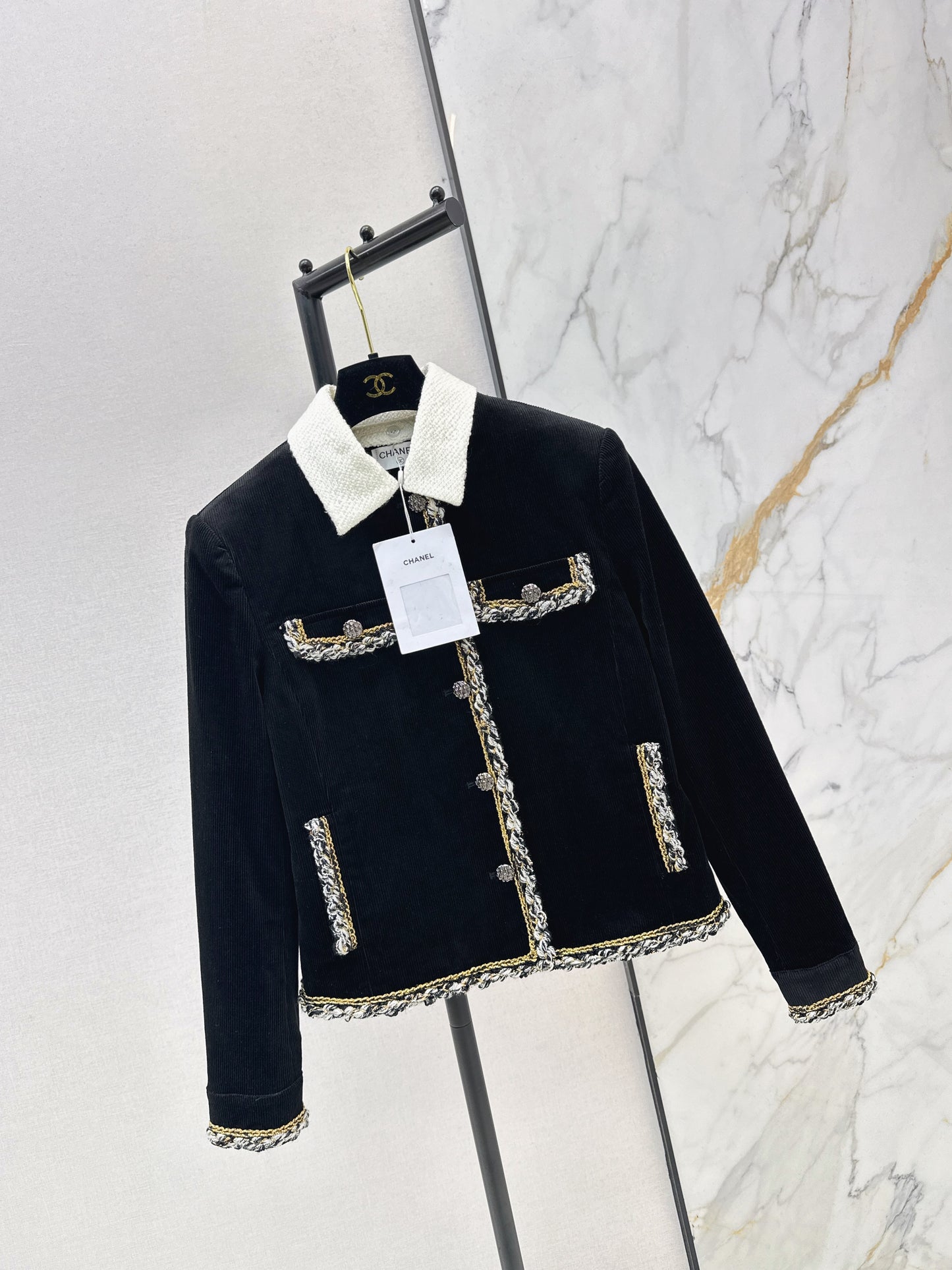 Detachable Collar Corduroy Jacket