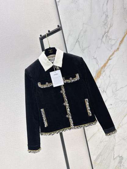 Detachable Collar Corduroy Jacket