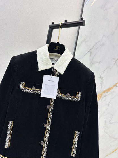 Detachable Collar Corduroy Jacket