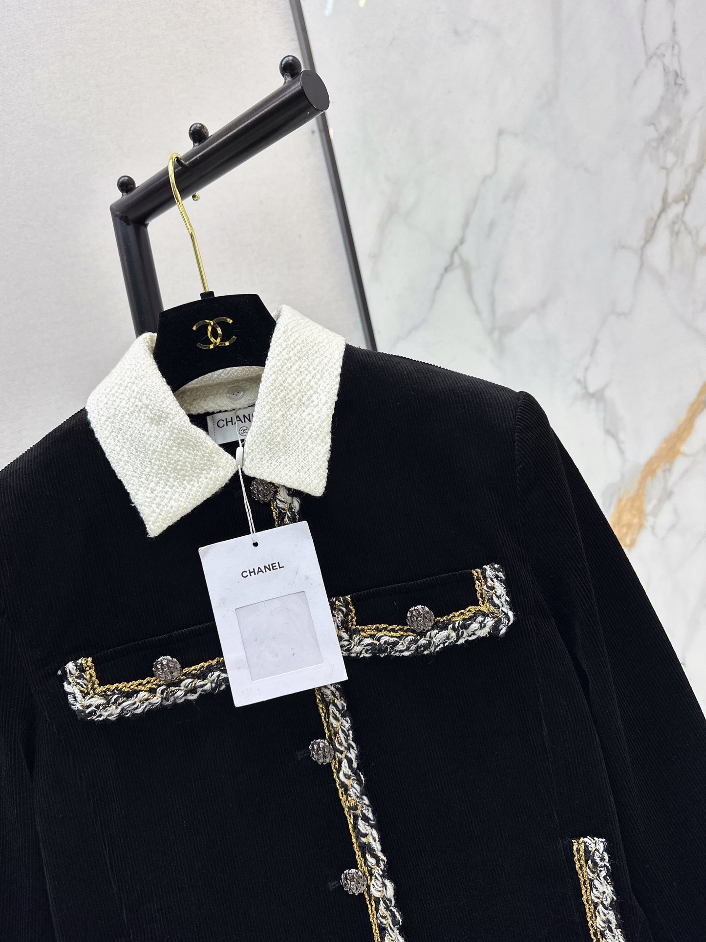 Detachable Collar Corduroy Jacket