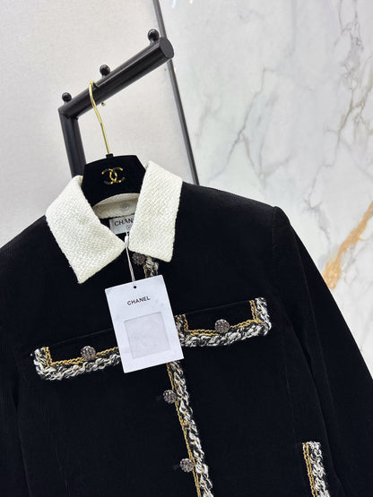 Detachable Collar Corduroy Jacket