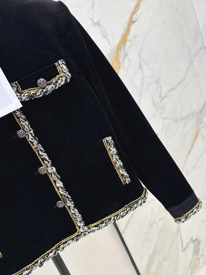 Detachable Collar Corduroy Jacket