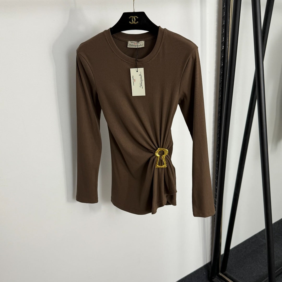 Pleated, fitted long sleeves