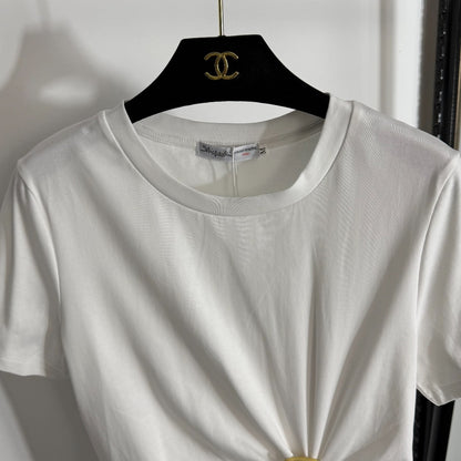 Ruffled Slim Fit Ribbed T-Shirt