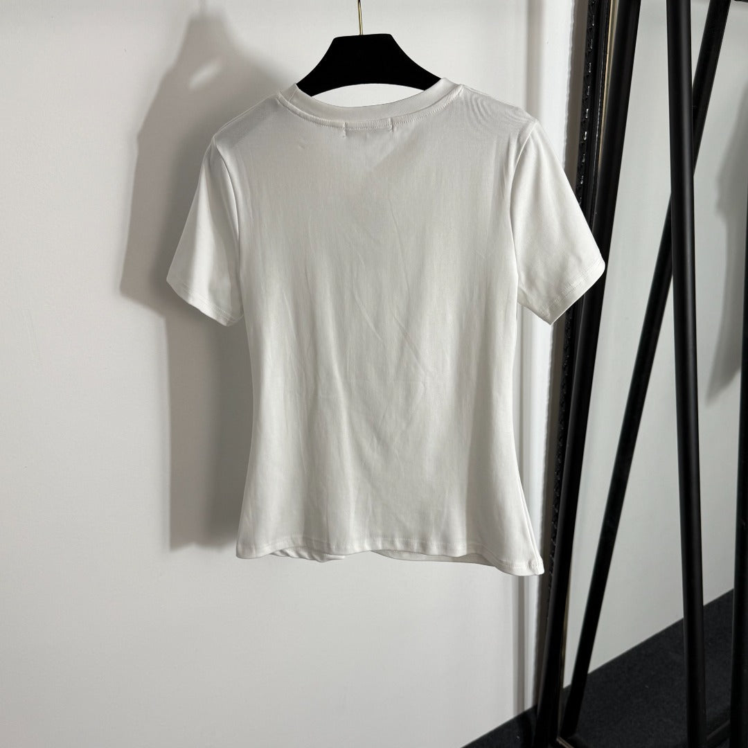 Ruffled Slim Fit Ribbed T-Shirt