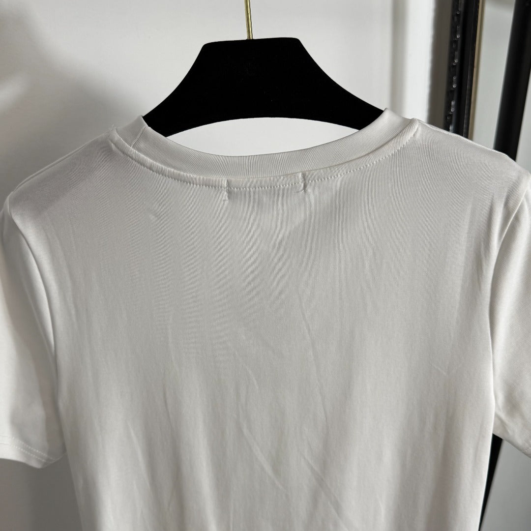 Ruffled Slim Fit Ribbed T-Shirt