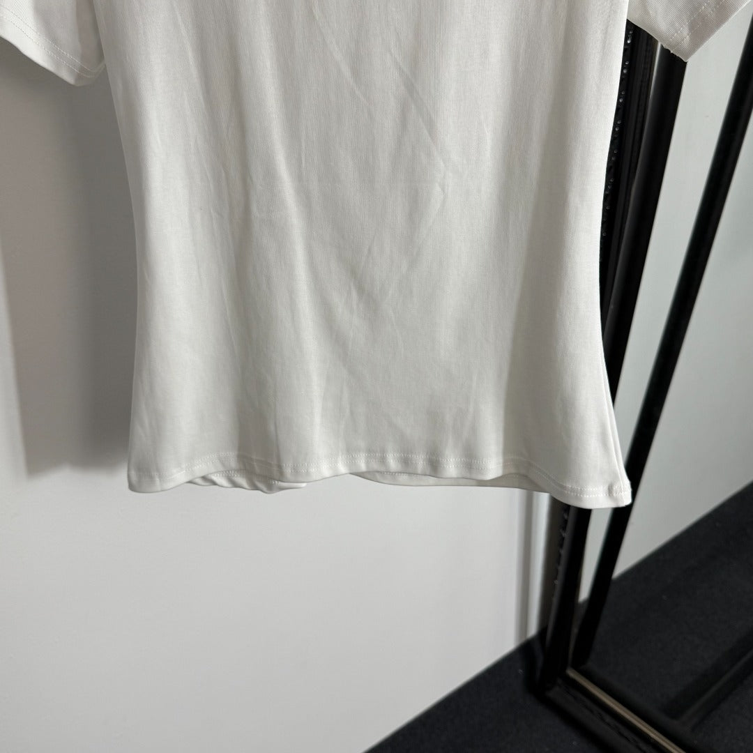 Ruffled Slim Fit Ribbed T-Shirt