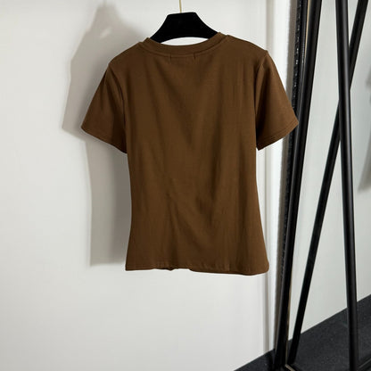 Ruffled Slim Fit Ribbed T-Shirt