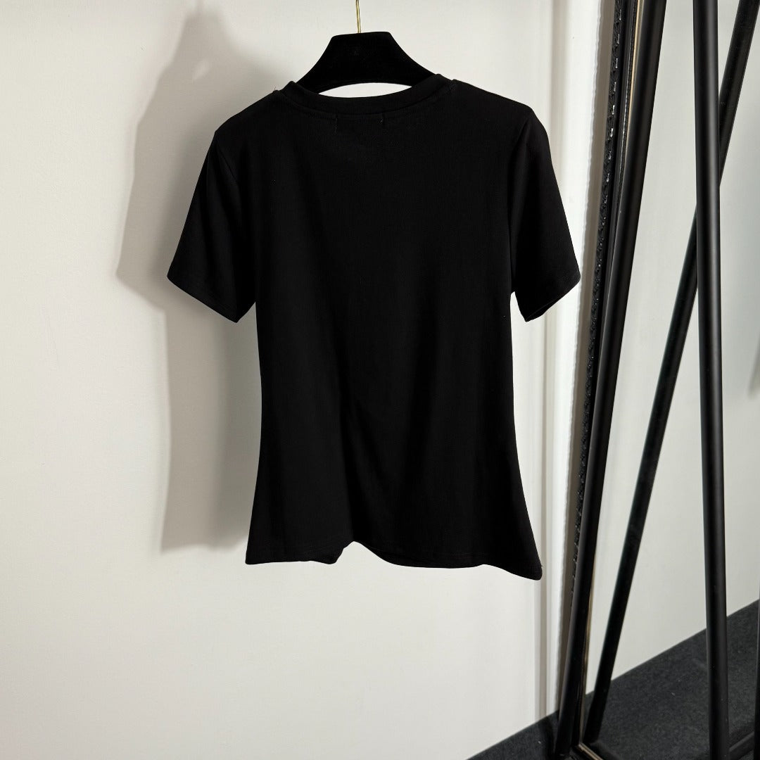 Ruffled Slim Fit Ribbed T-Shirt