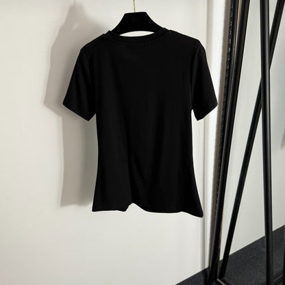 Ruffled Slim Fit Ribbed T-Shirt