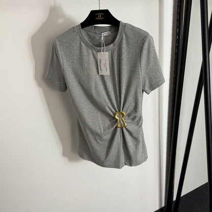 Ruffled Slim Fit Ribbed T-Shirt