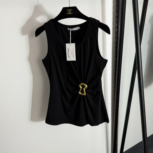 Pleated, slim-fit ribbed vest
