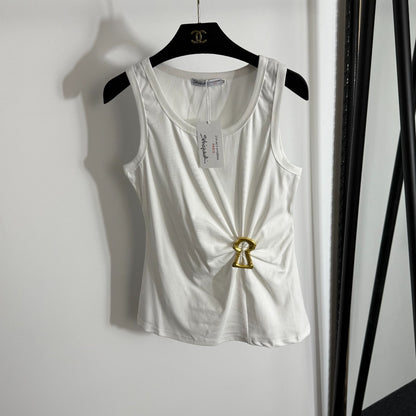 Pleated, slim-fit ribbed vest