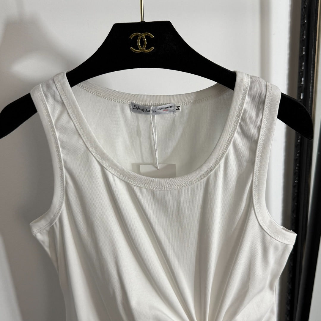 Pleated, slim-fit ribbed vest