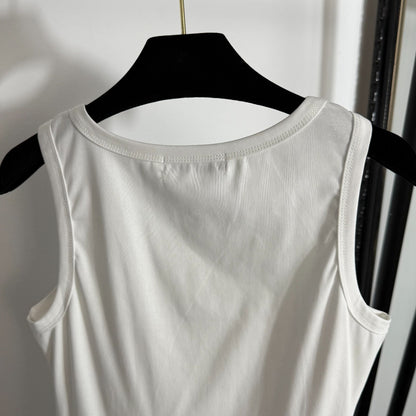 Pleated, slim-fit ribbed vest
