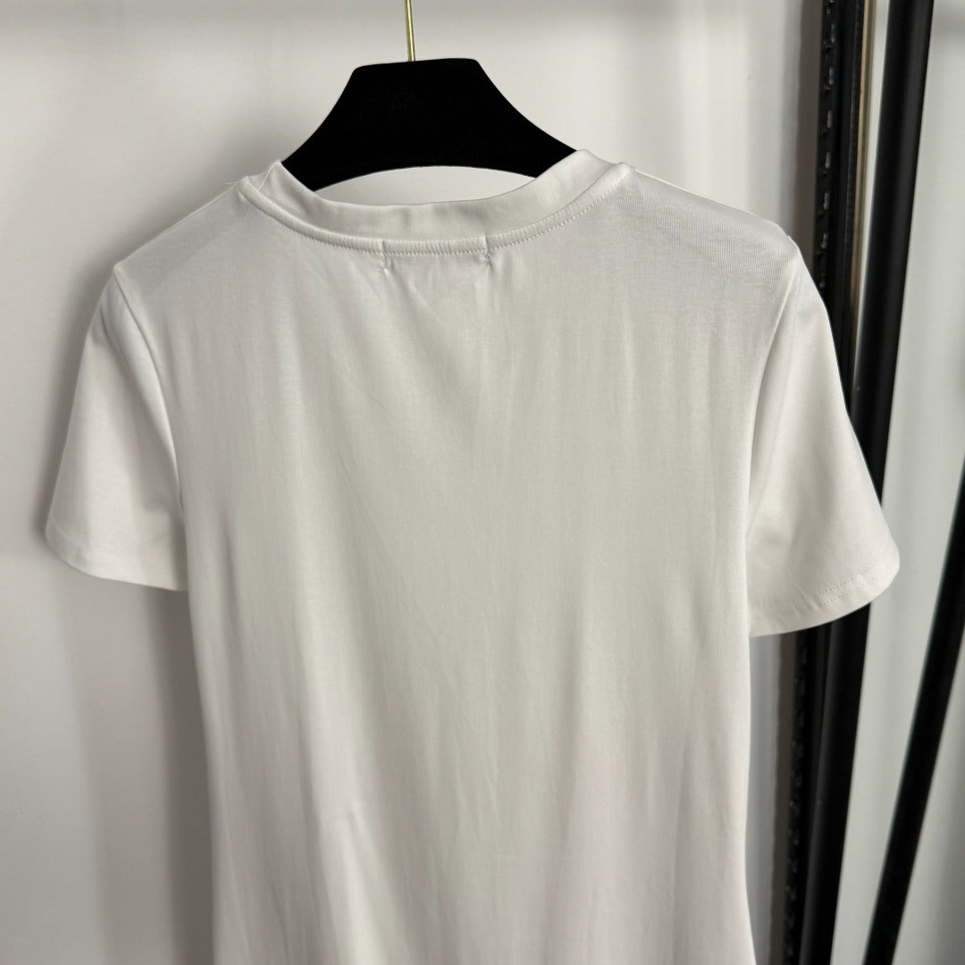 Pleated Waist-cinching Short-Sleeve Dress