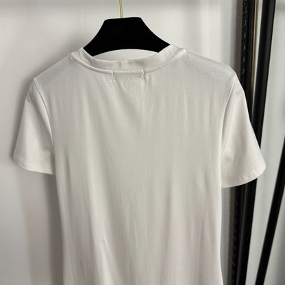 Pleated Waist-cinching Short-Sleeve Dress